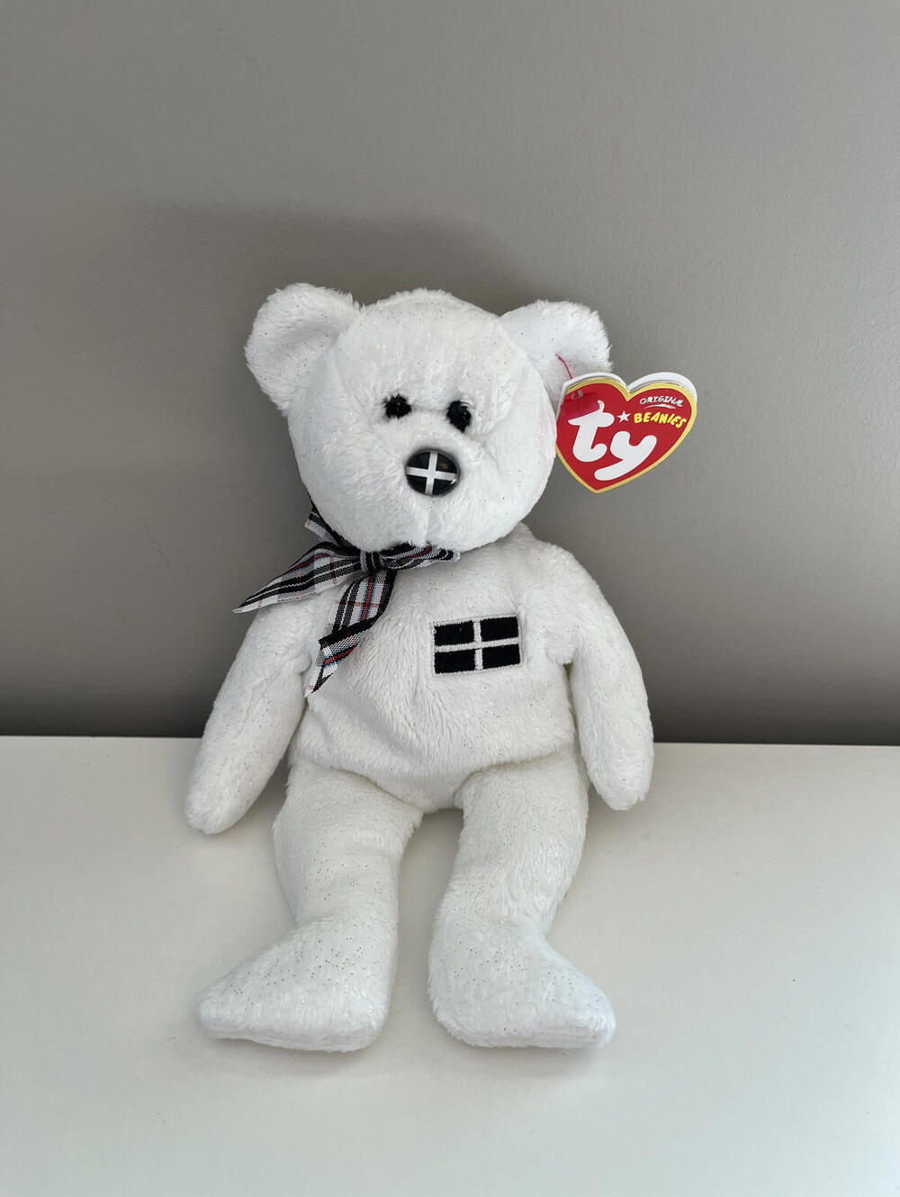 Ty Beanie Baby “Piran” the Bear with Flag Nose - UK Exclusive *Rare* (8.5 inch)